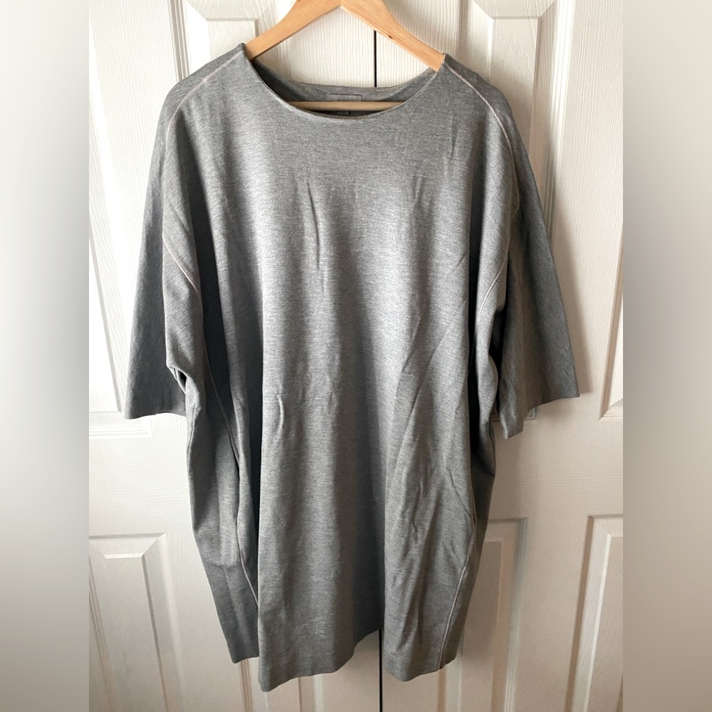 COS Gray Heather Oversized Half Sleeve Round Neck Sweatshirt‎ Dress SZ M